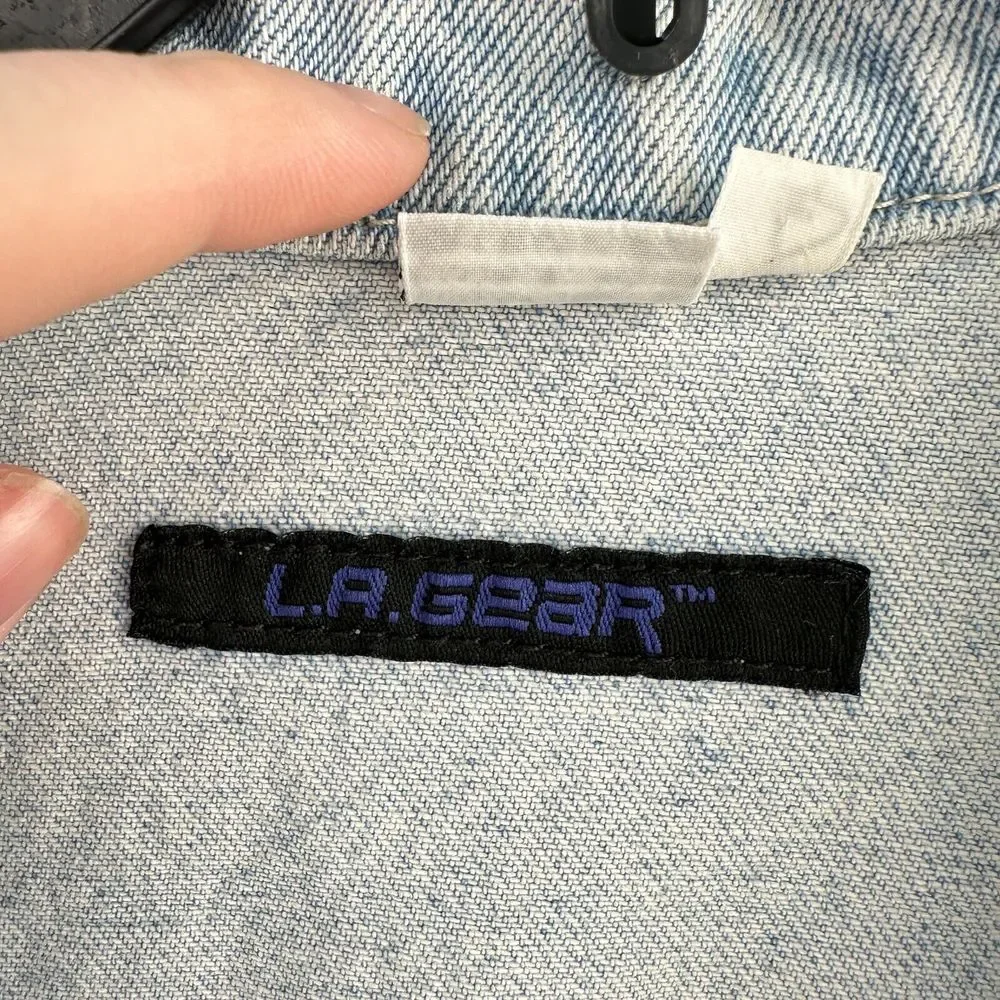 Vintage‎ L.A Gear Jean Jacket Mens S Blue Denim Retro Minimalist Logo